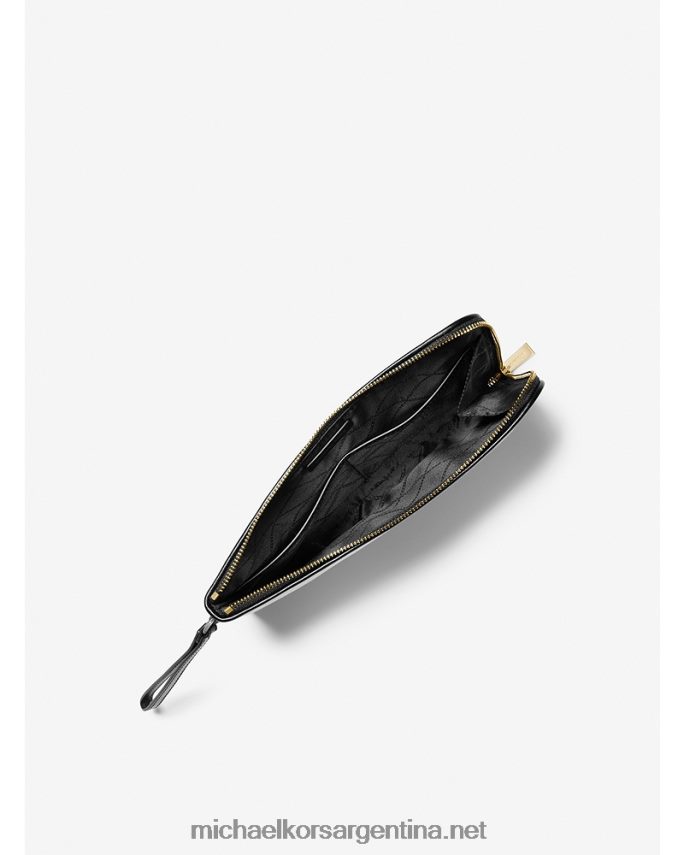 mujer natural/negro Watch Humber Stop Love Estuche mediano de lona de algodón Michael Kors T46HB01520