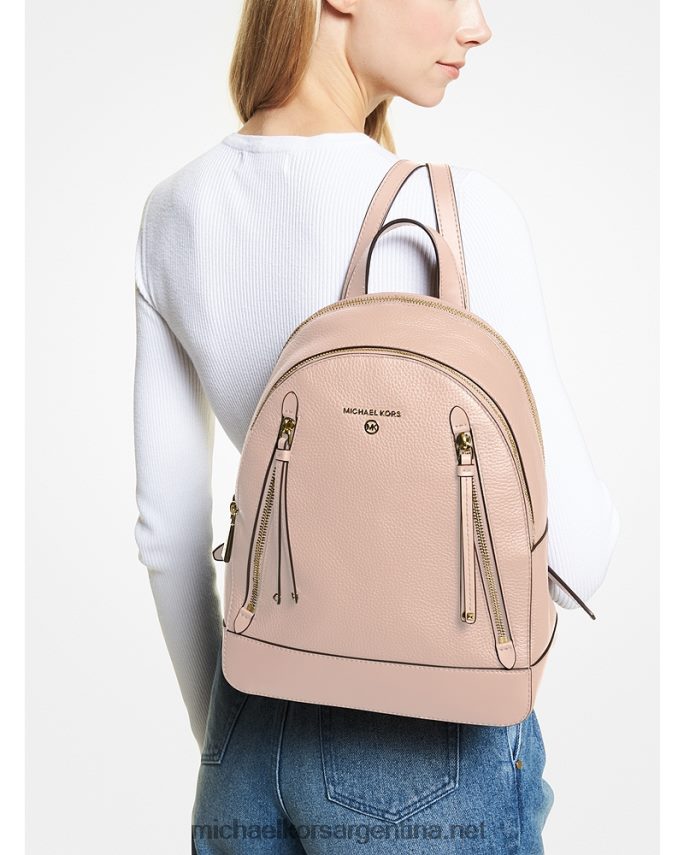 mujer Rosa suave mochila brooklyn mediana de piel granulada Michael Kors T46HB01209
