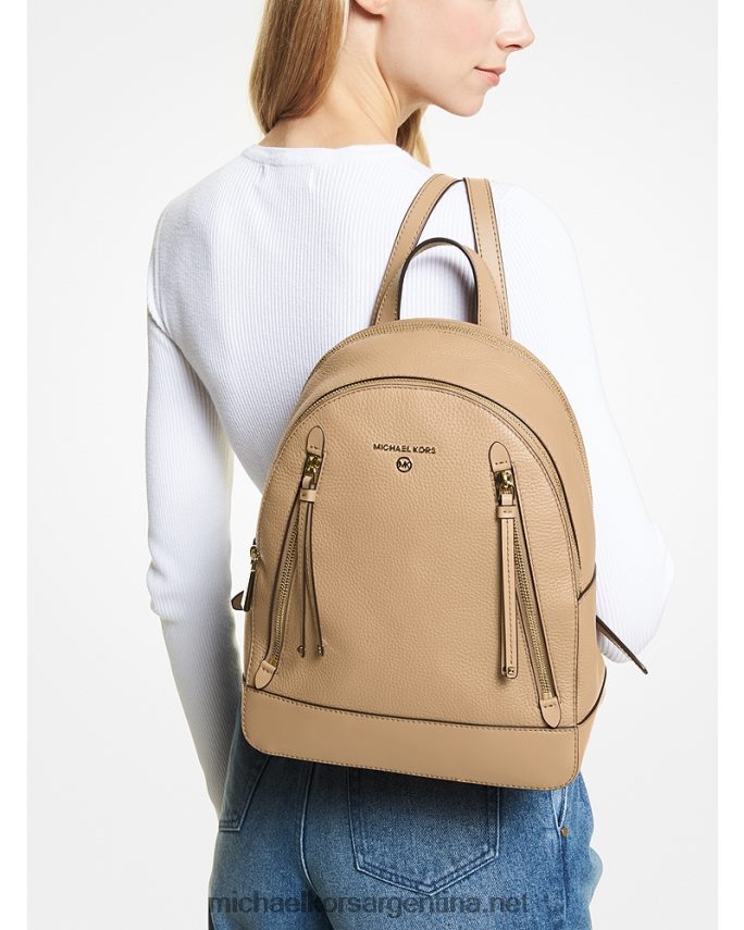 mujer camello mochila brooklyn mediana de piel granulada Michael Kors T46HB01204