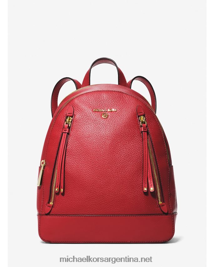 mujer carmesí mochila brooklyn mediana de piel granulada Michael Kors T46HB01205