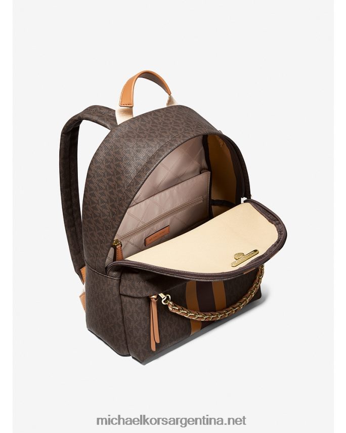 mujer marrón/bellota mochila Slater mediana con franja del logo Michael Kors T46HB01199