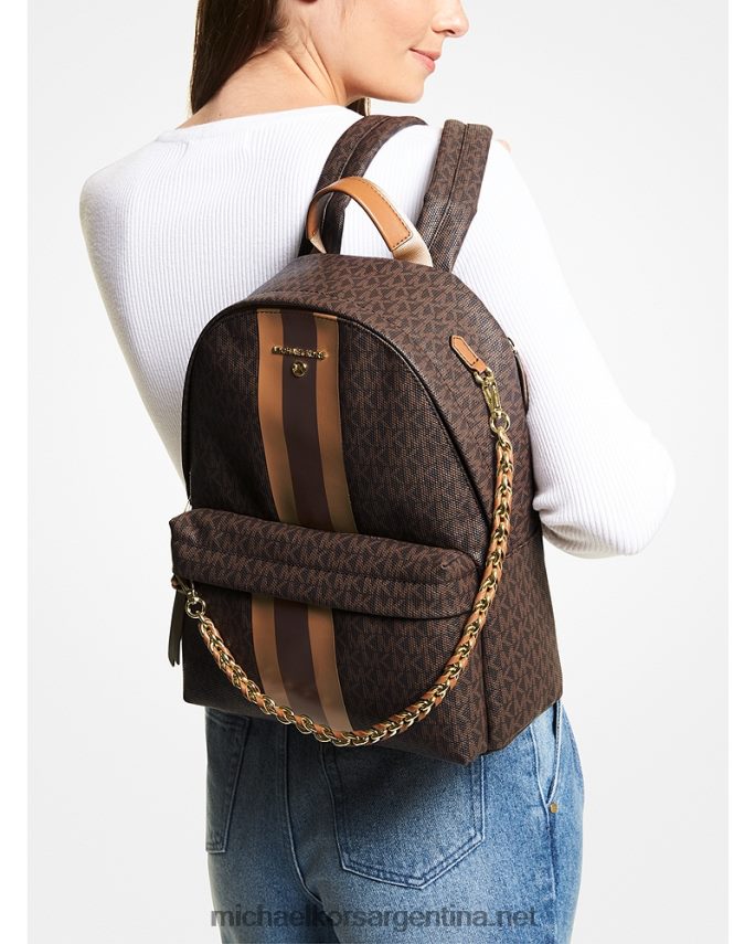 mujer marrón/bellota mochila Slater mediana con franja del logo Michael Kors T46HB01199