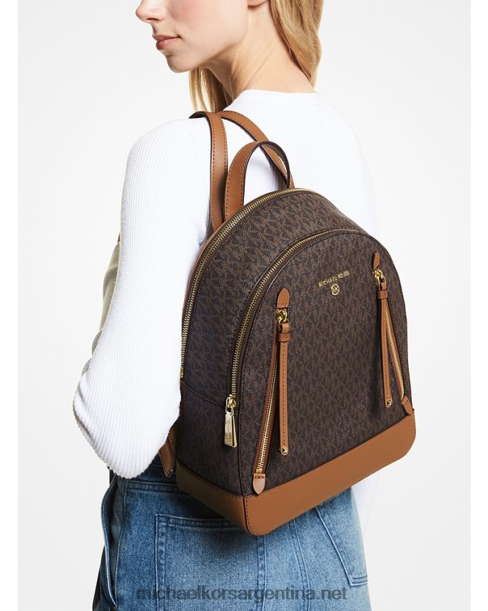 mujer marrón/bellota mochila brooklyn mediana con logo Michael Kors T46HB01238