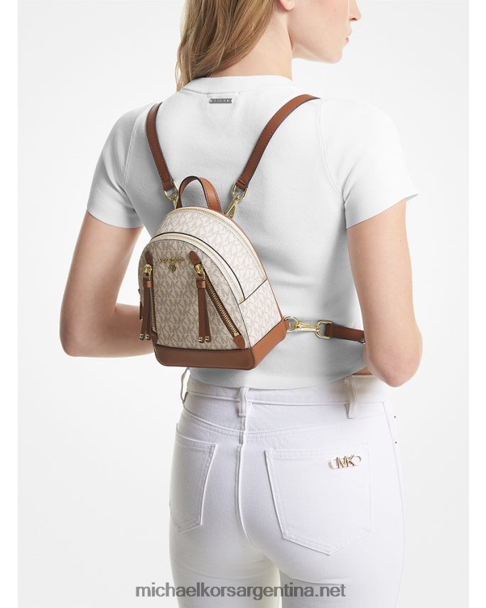 mujer vainilla/bellota mochila brooklyn extrapequeña con logo Michael Kors T46HB01212