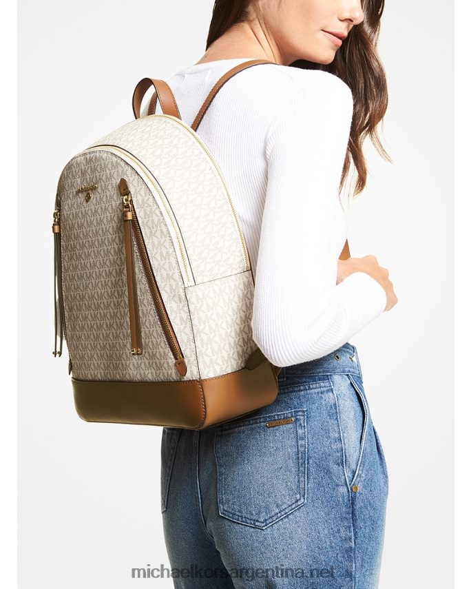 mujer vainilla/bellota mochila brooklyn grande con logo Michael Kors T46HB01235