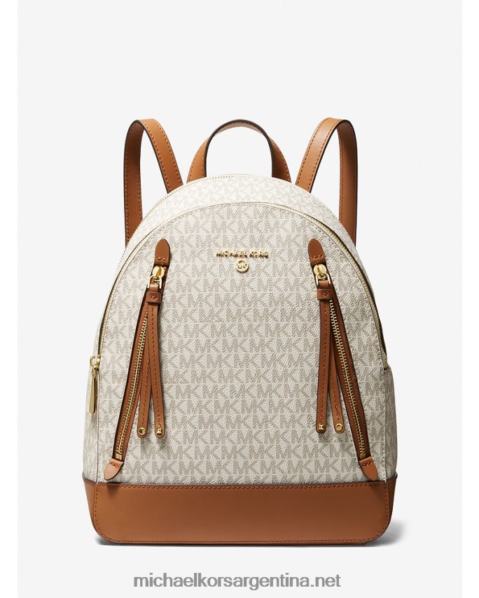 mujer vainilla/bellota mochila brooklyn mediana con logo Michael Kors T46HB01239