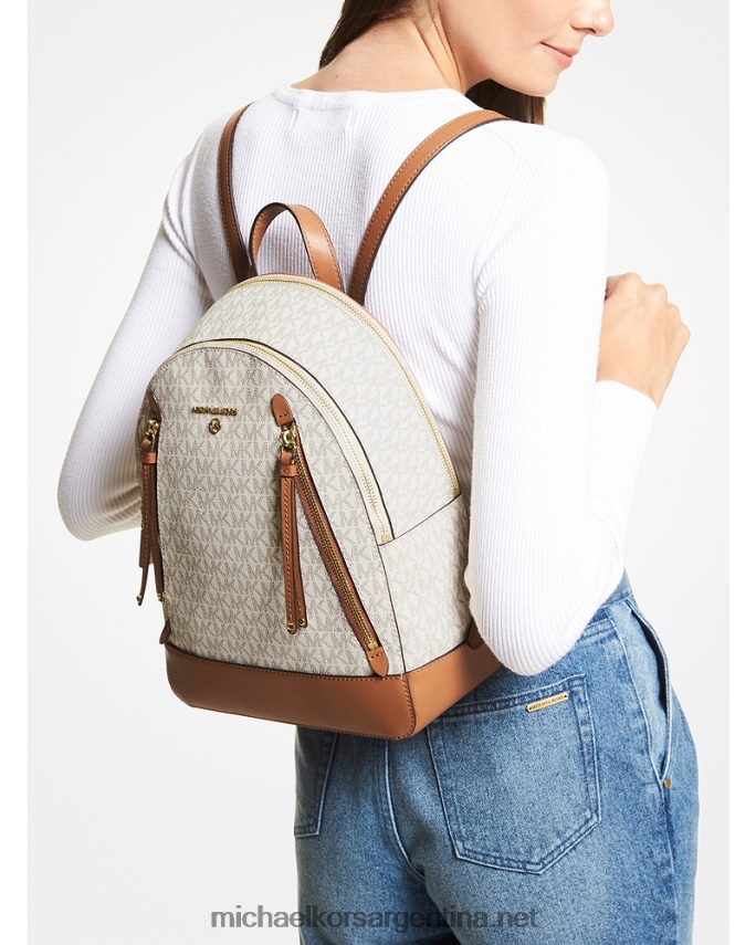 mujer vainilla/bellota mochila brooklyn mediana con logo Michael Kors T46HB01239
