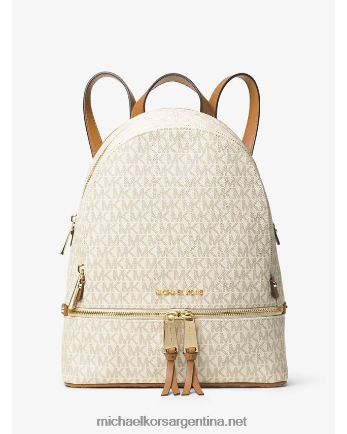 mujer vainilla mochila Rhea mediana con logo Michael Kors T46HB01195