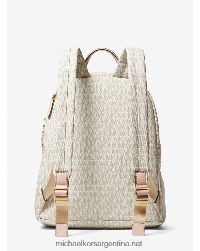 mujer vainilla/rosa suave mochila Slater mediana con franja del logo Michael Kors T46HB01197