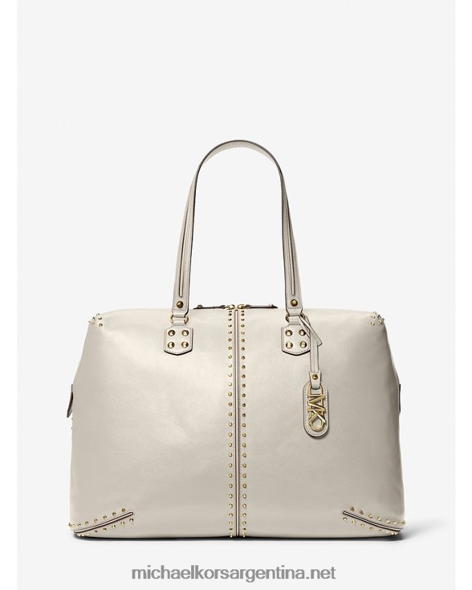 mujer es crema bolso de fin de semana astor extragrande de piel con tachuelas Michael Kors T46HB01526