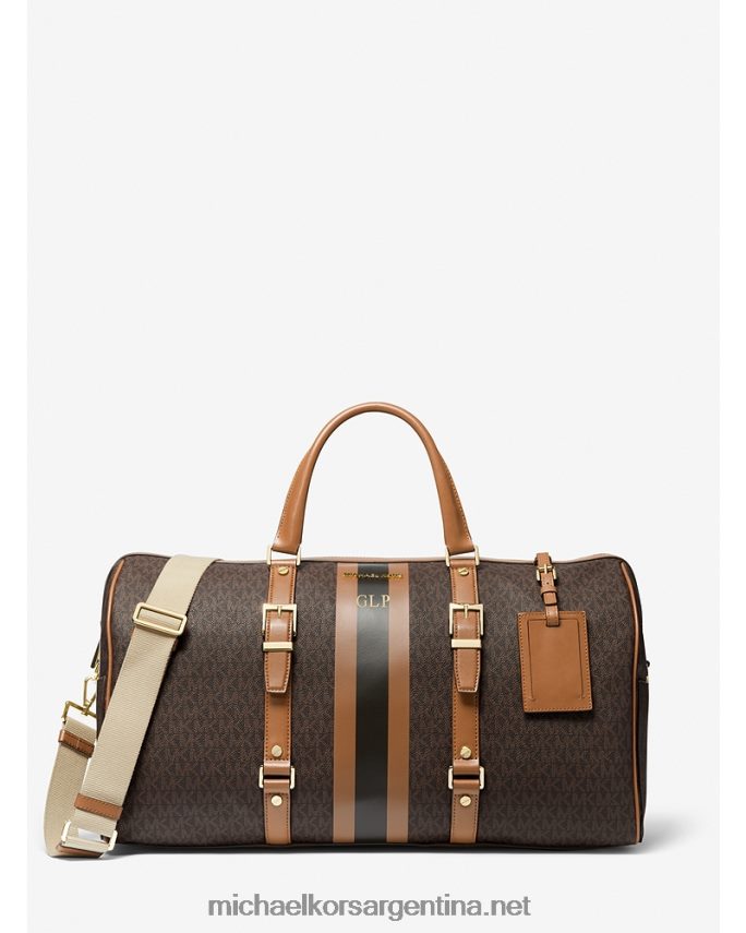 mujer marrón/bellota bolsa de fin de semana extragrande Bedford Travel con franja del logo Michael Kors T46HB01521