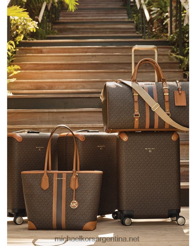 mujer marrón/bellota bolsa de fin de semana extragrande Bedford Travel con franja del logo Michael Kors T46HB01521