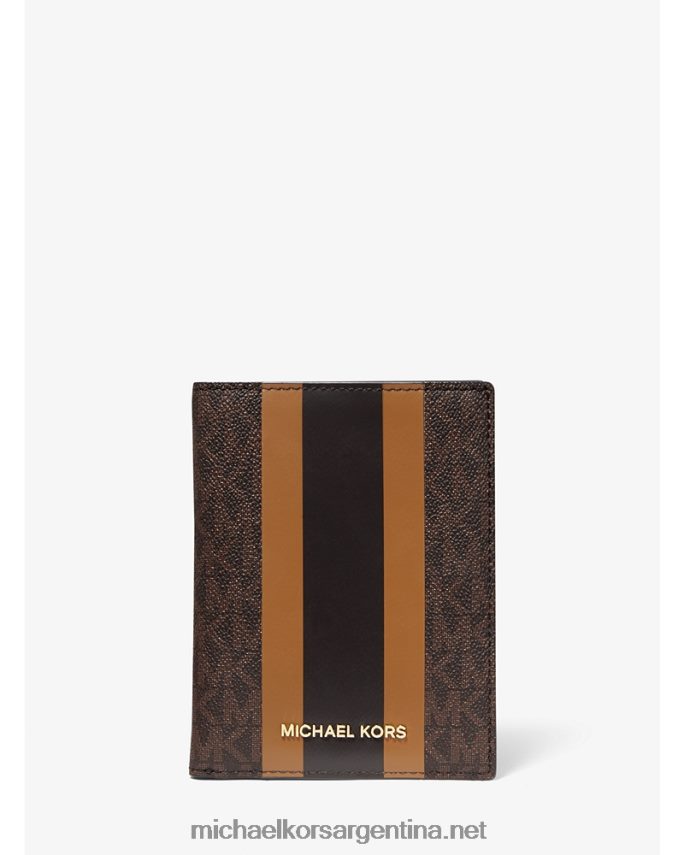 mujer marrón/bellota cartera de pasaporte bedford travel mediana con franja del logo Michael Kors T46HB01543