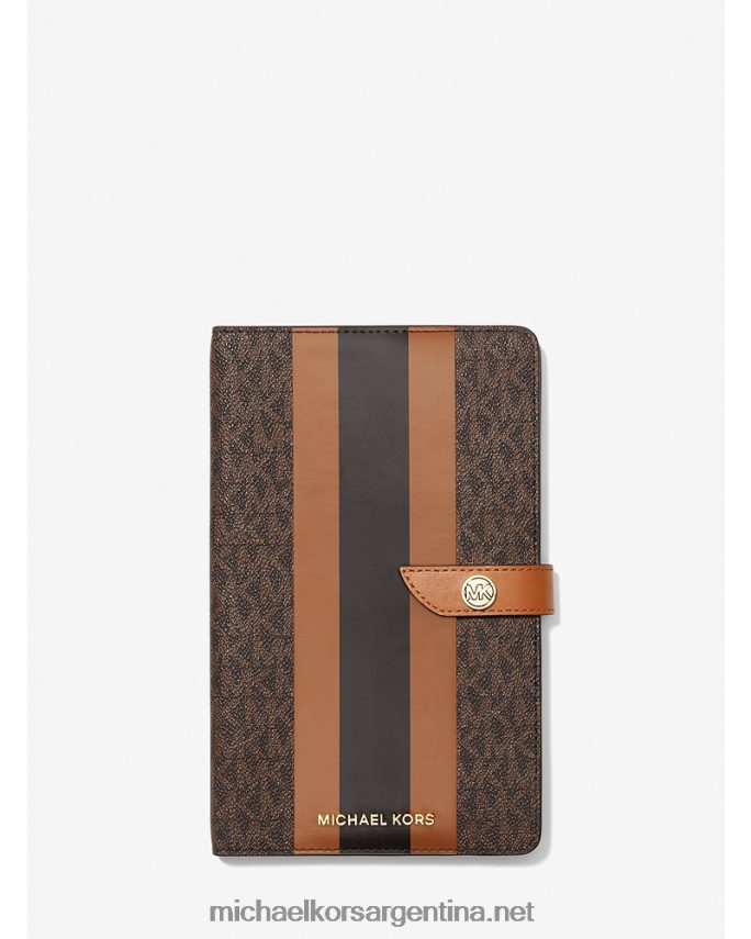 mujer marrón/bellota libreta mediana con rayas del logo Michael Kors T46HB01548