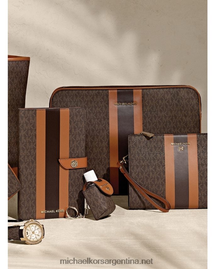 mujer marrón/bellota libreta mediana con rayas del logo Michael Kors T46HB01548