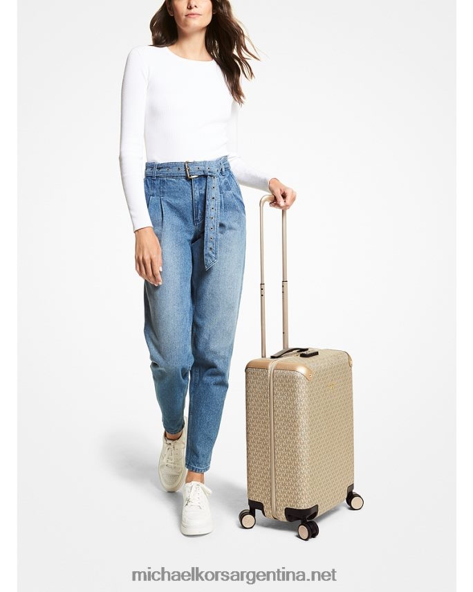 mujer oro pálido maleta metalizada con logo Michael Kors T46HB01533