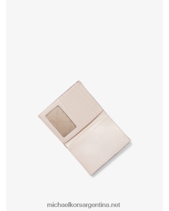 mujer vainilla/rosa suave cartera de pasaporte bedford travel mediana con franja del logo Michael Kors T46HB01545