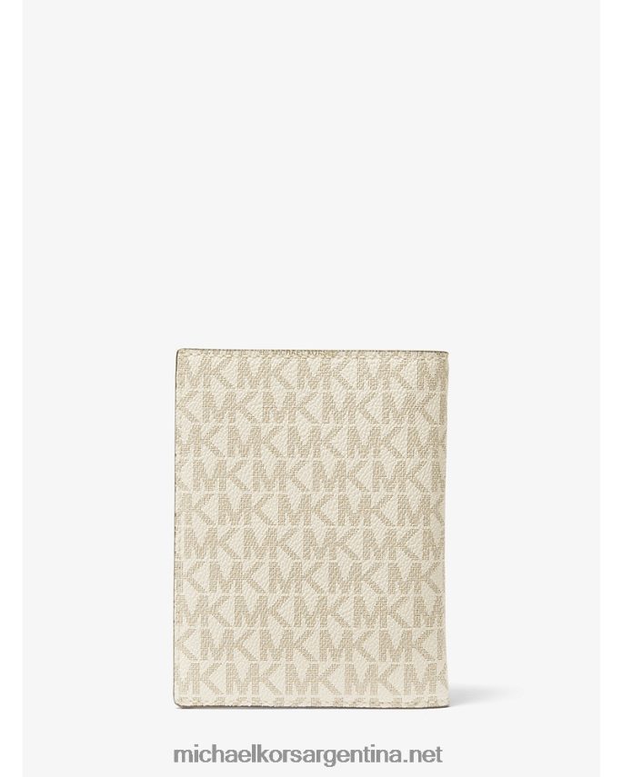 mujer vainilla/rosa suave cartera de pasaporte bedford travel mediana con franja del logo Michael Kors T46HB01545