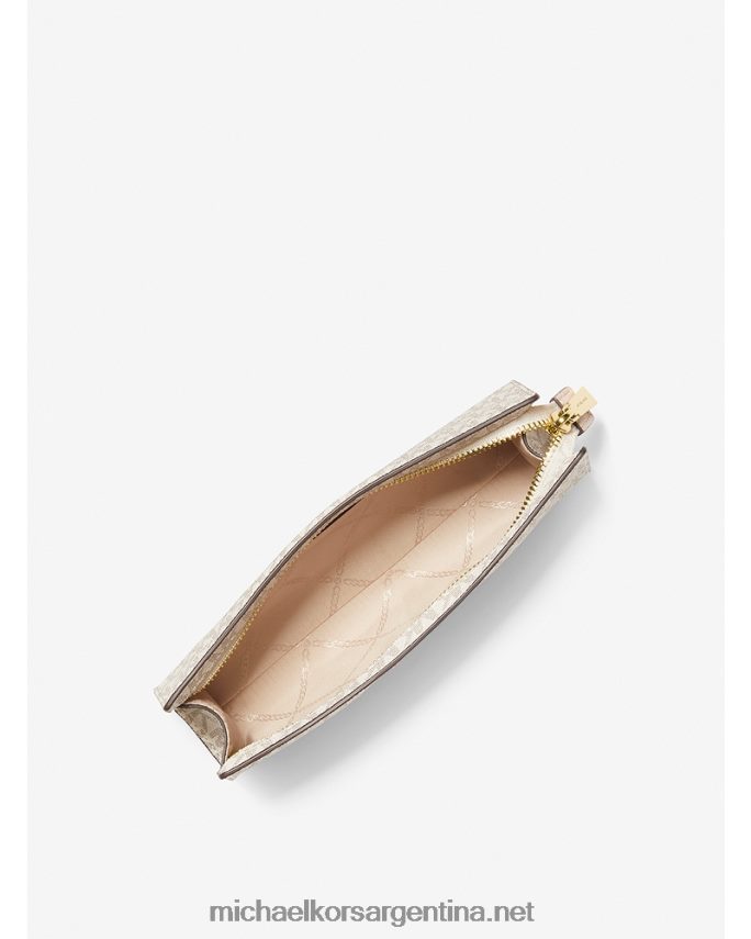 mujer vainilla/rosa suave estuche para lápices pequeño con franja del logo Michael Kors T46HB01547