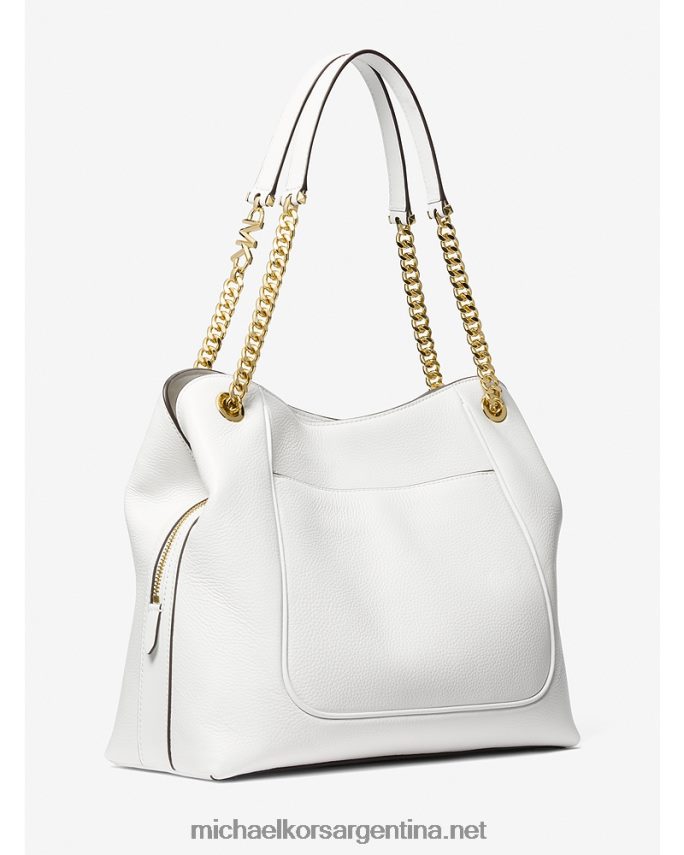 mujer Blanco óptico bolso de hombro piper grande de piel granulada Michael Kors T46HB01068
