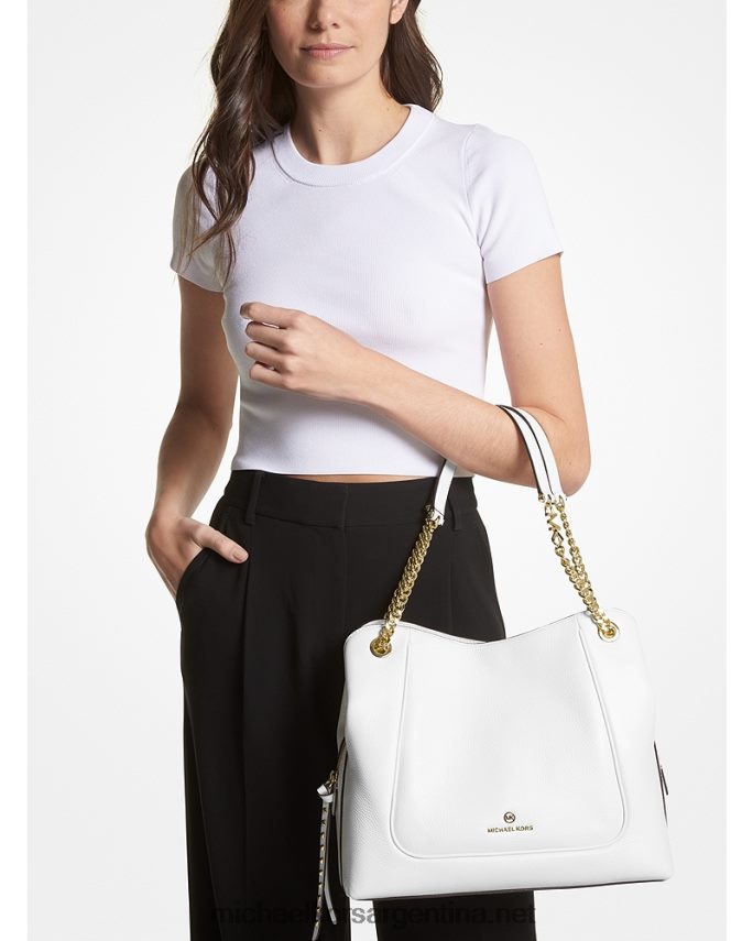 mujer Blanco óptico bolso de hombro piper grande de piel granulada Michael Kors T46HB01068