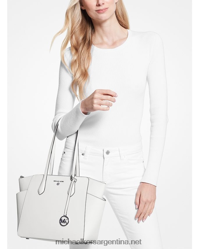 mujer Blanco óptico bolso shopper marilyn mediano de piel saffiano Michael Kors T46HB01045