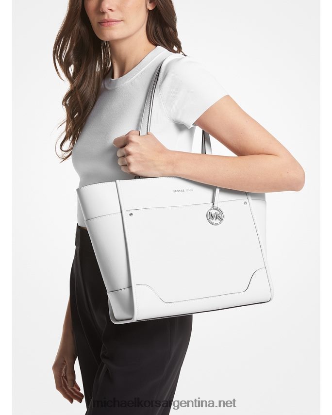 mujer Blanco óptico tote harrison grande de piel Michael Kors T46HB01094