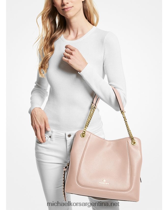 mujer Rosa suave bolso de hombro piper grande de piel granulada Michael Kors T46HB01071