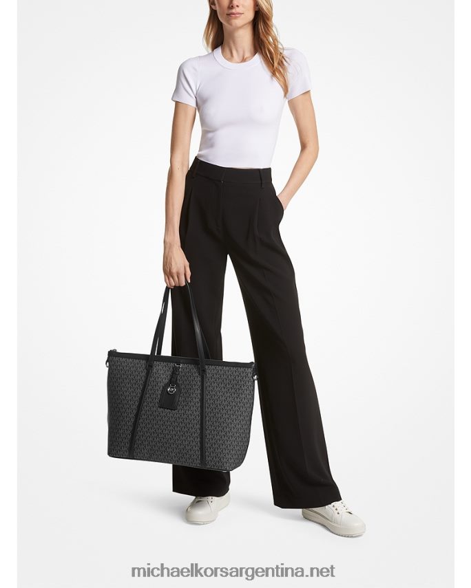 mujer blanco negro tote Heritage grande con logo Michael Kors T46HB01178