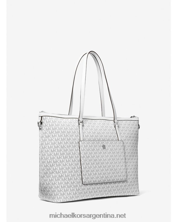 mujer blanco óptico/negro tote Heritage grande con logo Michael Kors T46HB01176