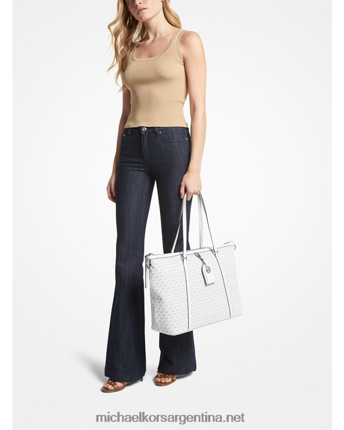 mujer blanco óptico/negro tote Heritage grande con logo Michael Kors T46HB01176