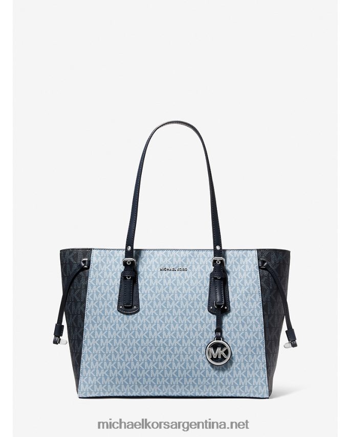 mujer cambray/azul marino bolso shopper voyager mediano con logo Michael Kors T46HB01192