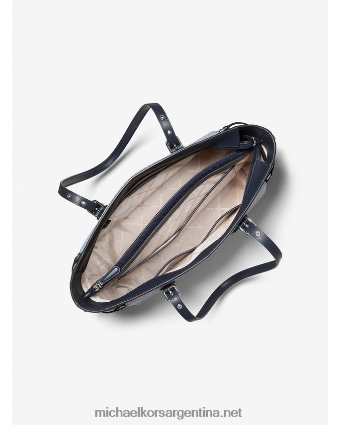 mujer cambray/azul marino bolso shopper voyager mediano con logo Michael Kors T46HB01192