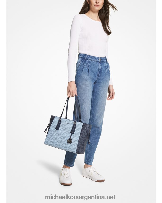 mujer cambray/azul marino bolso shopper voyager mediano con logo Michael Kors T46HB01192