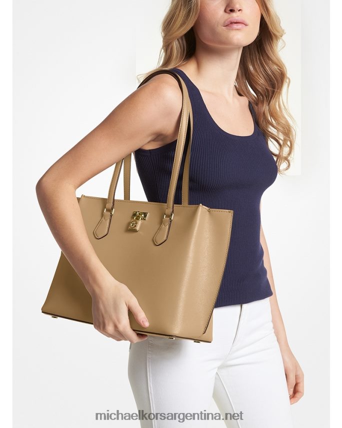 mujer camello bolso shopper ruby ​​grande de piel saffiano Michael Kors T46HB01158
