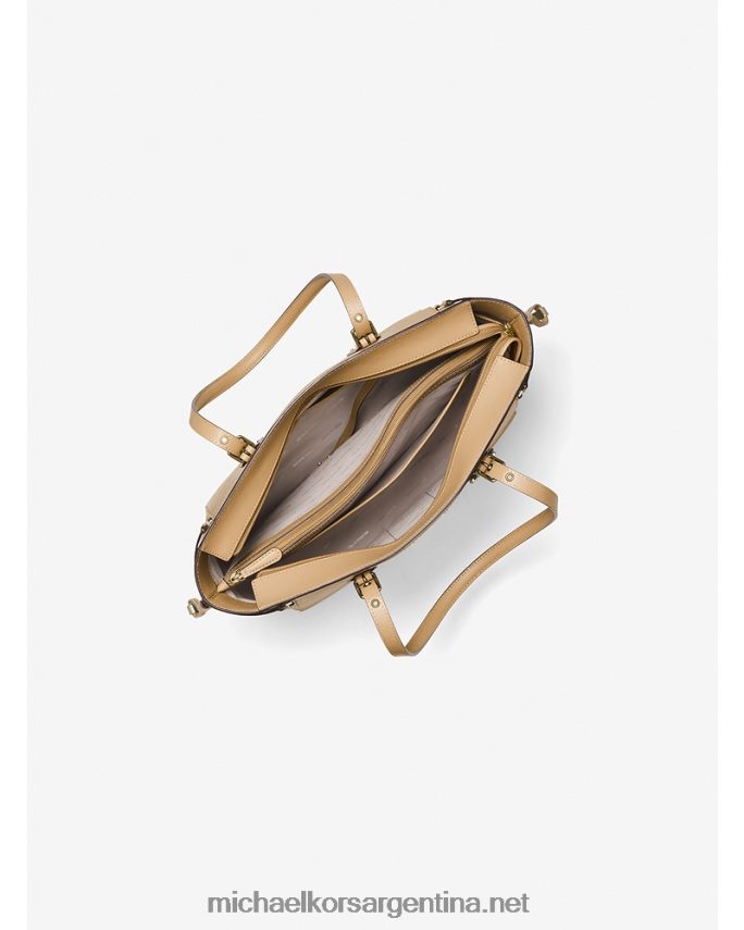 mujer camello bolso shopper voyager mediano de piel flor cruzada Michael Kors T46HB01037