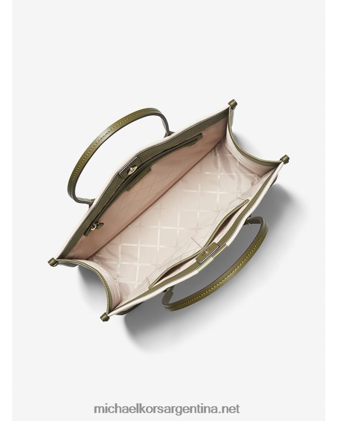 mujer combo de aceitunas bolso shopper Heidi grande de lona con rayas Michael Kors T46HB01184