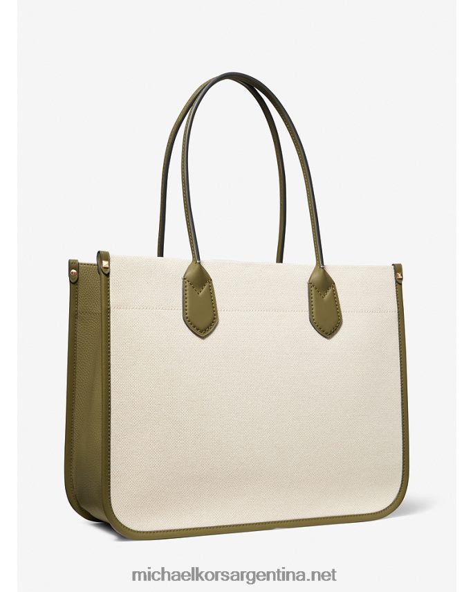 mujer combo de aceitunas bolso shopper Heidi grande de lona con rayas Michael Kors T46HB01184
