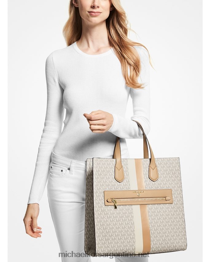 mujer combo de vainilla bolso shopper Kempner grande con franja del logo Michael Kors T46HB01090