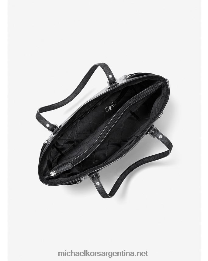 mujer cuero gris bolso shopper voyager pequeño de charol grabado y logo Michael Kors T46HB01153