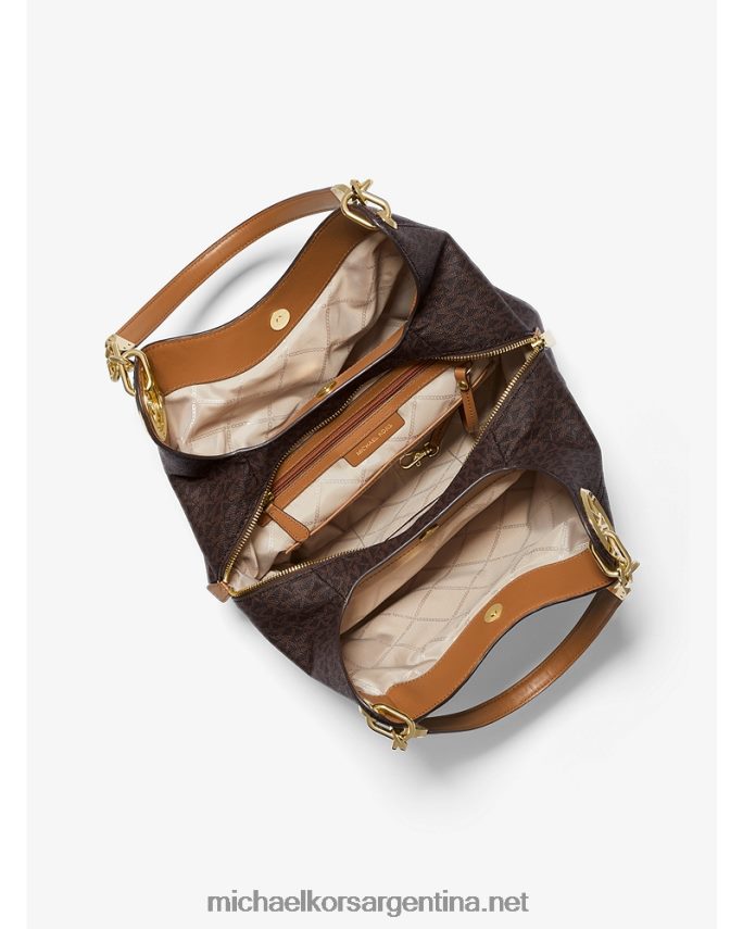 mujer marrón/bellota bolsa de hombro Lillie grande con logo Michael Kors T46HB01125