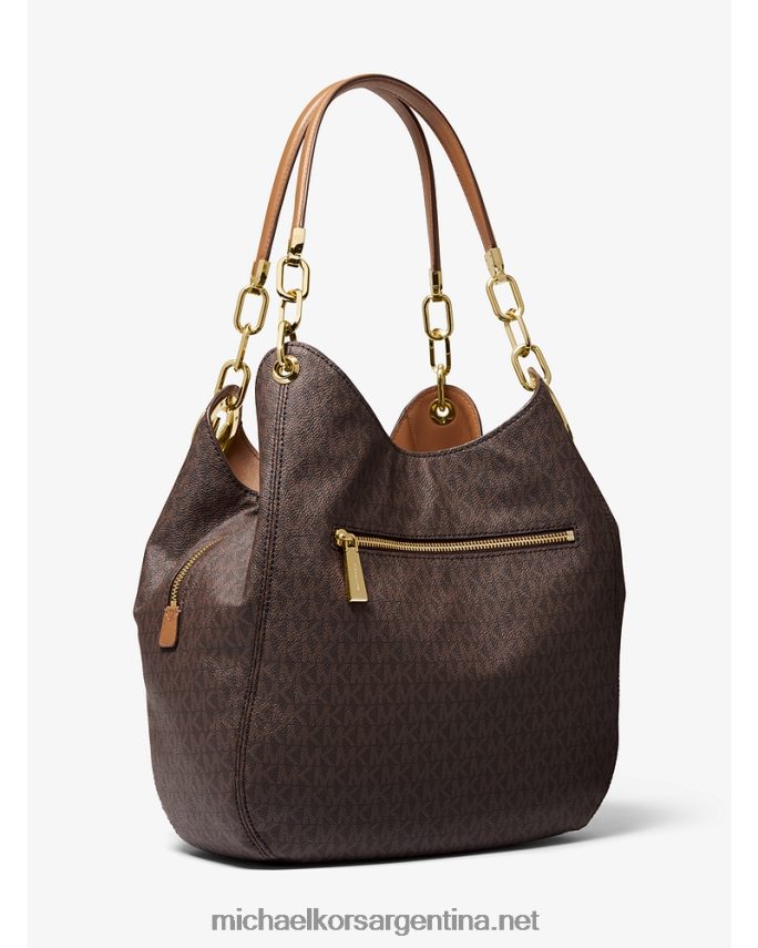 mujer marrón/bellota bolsa de hombro Lillie grande con logo Michael Kors T46HB01125