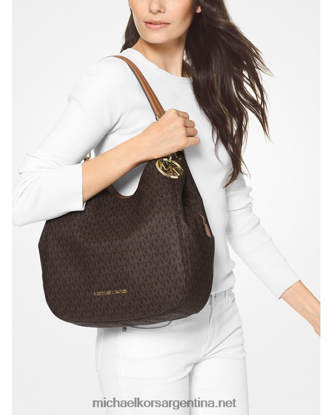 mujer marrón/bellota bolsa de hombro Lillie grande con logo Michael Kors T46HB01125