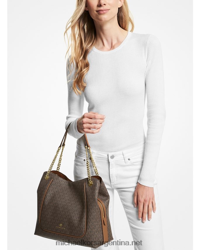 mujer marrón/bellota bolsa de hombro Piper grande con logo Michael Kors T46HB01064