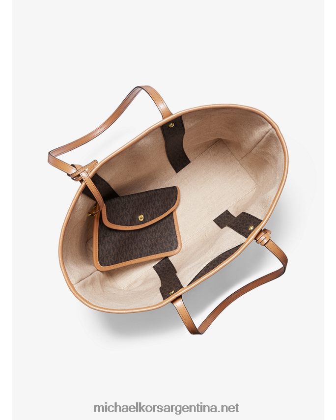 mujer marrón/bellota tote eva grande con franja del logo Michael Kors T46HB01070