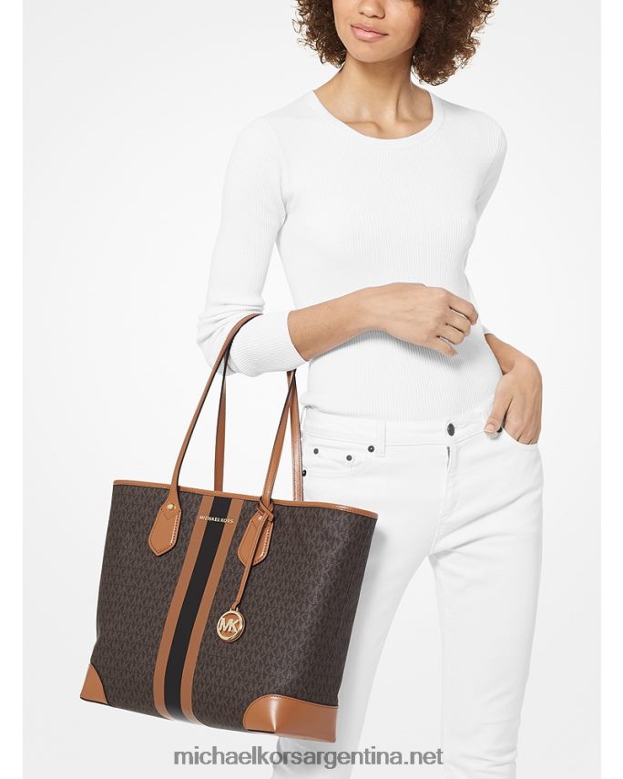 mujer marrón/bellota tote eva grande con franja del logo Michael Kors T46HB01070