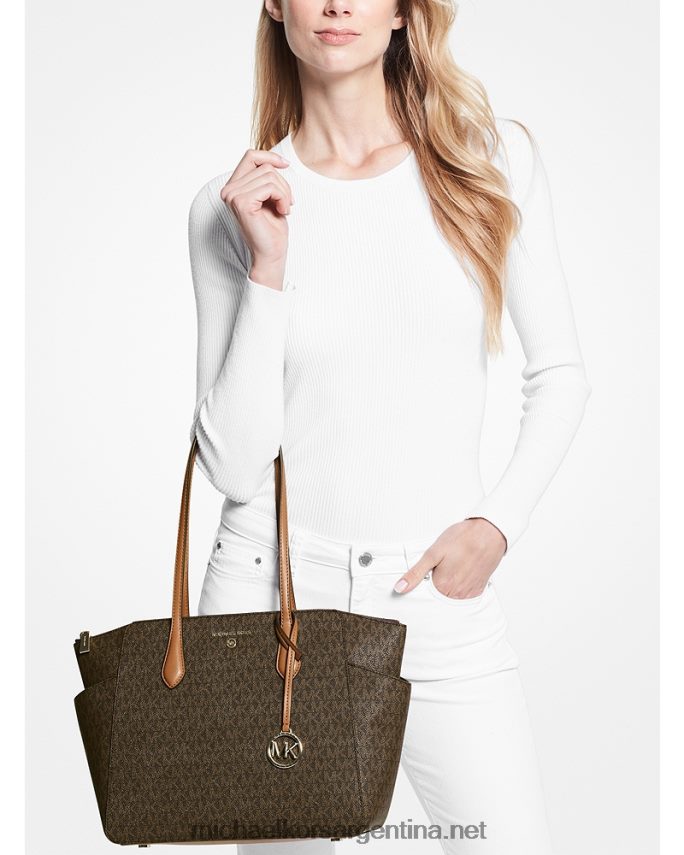 mujer marrón/bellota tote marilyn mediano con logo Michael Kors T46HB01041