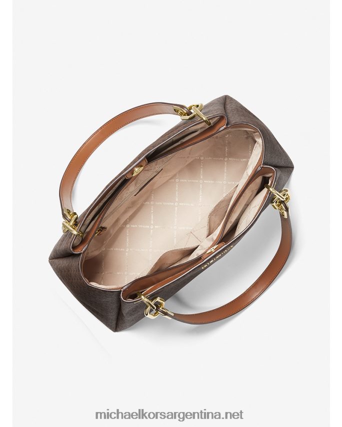 mujer marrón bolsa de hombro Trisha grande con logo Michael Kors T46HB01141