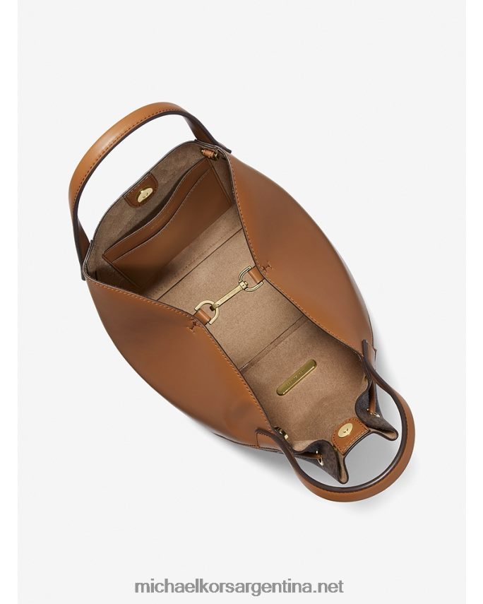 mujer marrón bolso bombonera Phoebe grande con logo Michael Kors T46HB01127