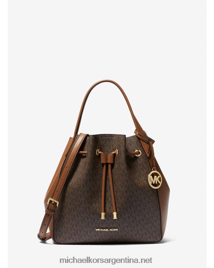 mujer marrón bolso bombonera Phoebe grande con logo Michael Kors T46HB01127